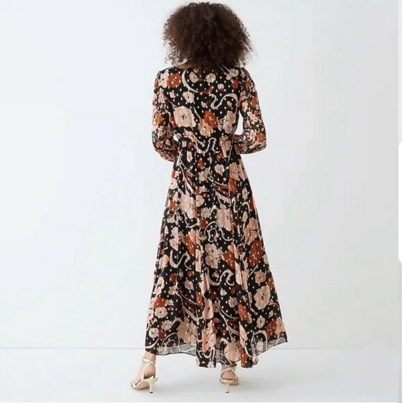 J. CREW COLLECTION MIXED PRINT TIE FRONT LUREX MAXI DRESS SZ SMALL - Picture 3 of 15